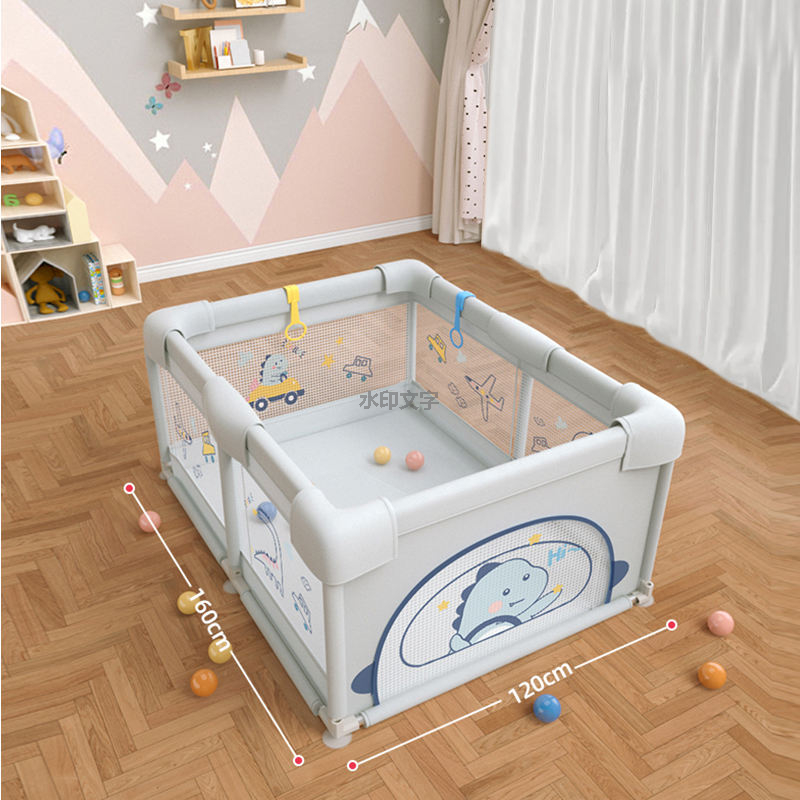 13_Grey Dinosaur Fabric Playpen 05