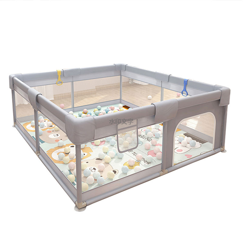 Parque infantil para bebés y niños pequeños Parque infantil para bebés con puerta Valla para bebés de malla suave y transpirable 51x51 pulgadas Gris claro