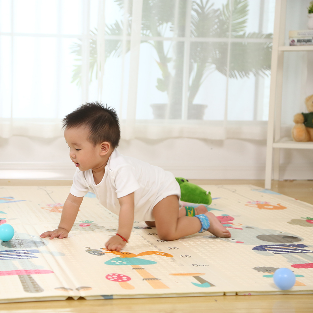 Alfombra de juegos portátil para niños, sala de estar, niños pequeños, bebés (Beige)