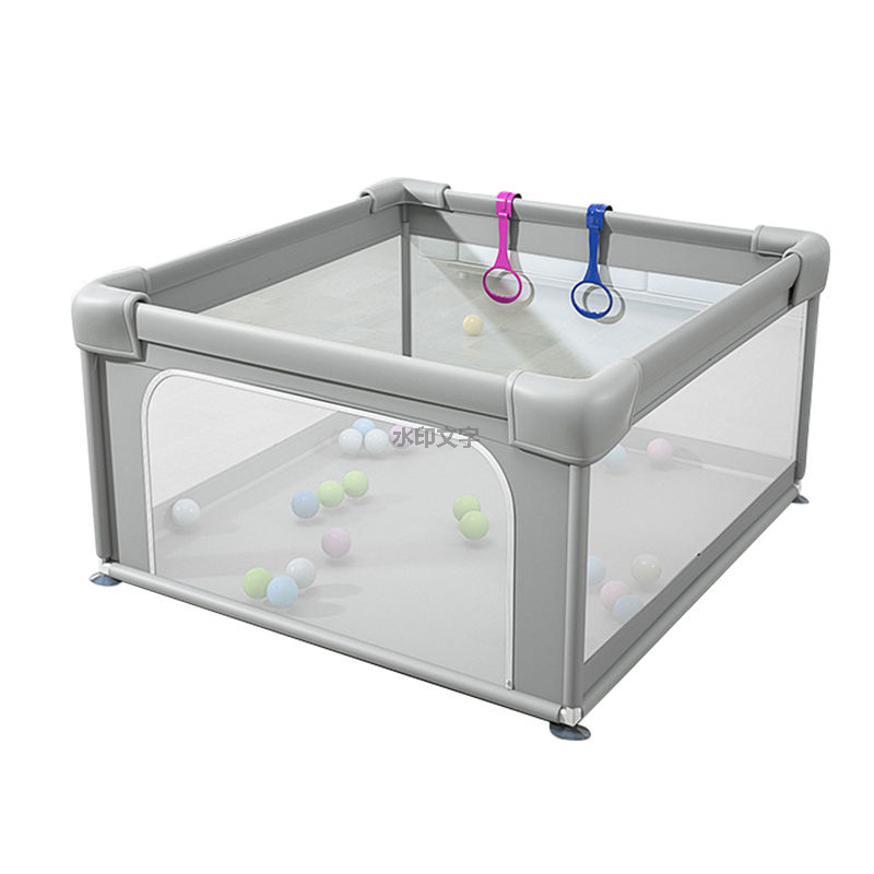 Parque infantil para bebés y niños pequeños Parque infantil para bebés con puerta Valla para bebés de malla suave y transpirable 51x51 pulgadas Gris claro