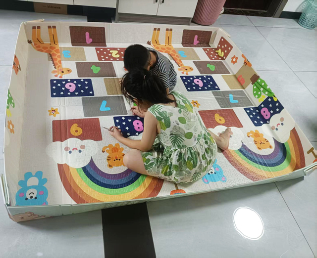 Alfombrillas para gatear para bebés y niños, alfombrilla de juego para niños, piscina con valla de borde Xpe