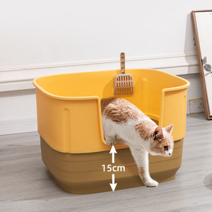Caja de arena para gatos de plástico PP semi cerrado de alta calidad 