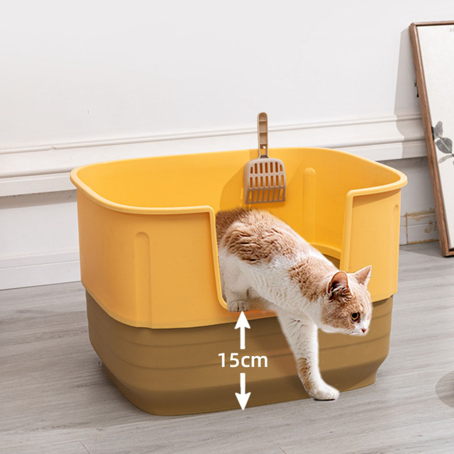 Caja de arena para gatos de plástico PP semi cerrado de alta calidad 