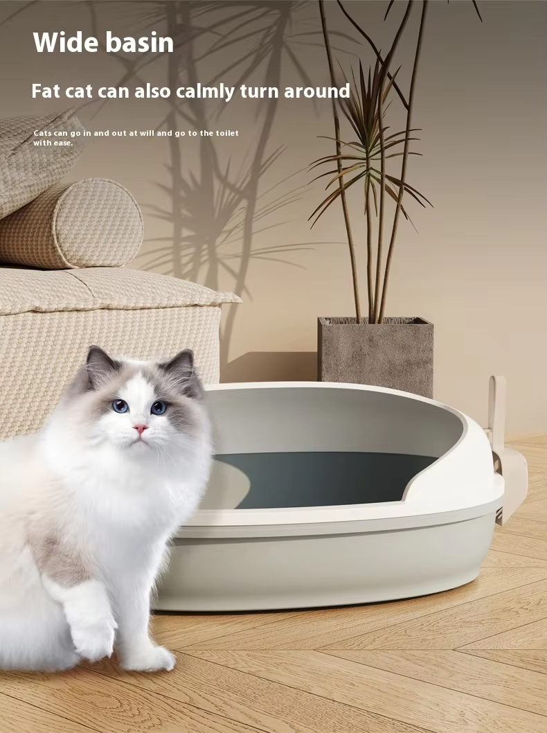 Caja de arena para mascotas de plástico semi con cerrada extra grande
