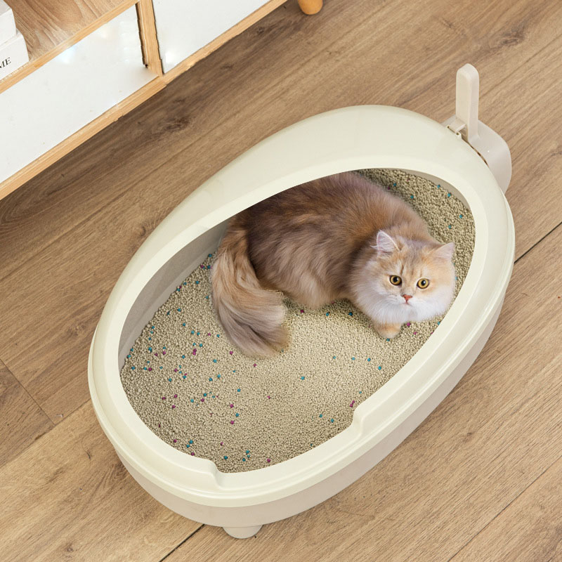 Caja de arena para mascotas de plástico semi con cerrada extra grande