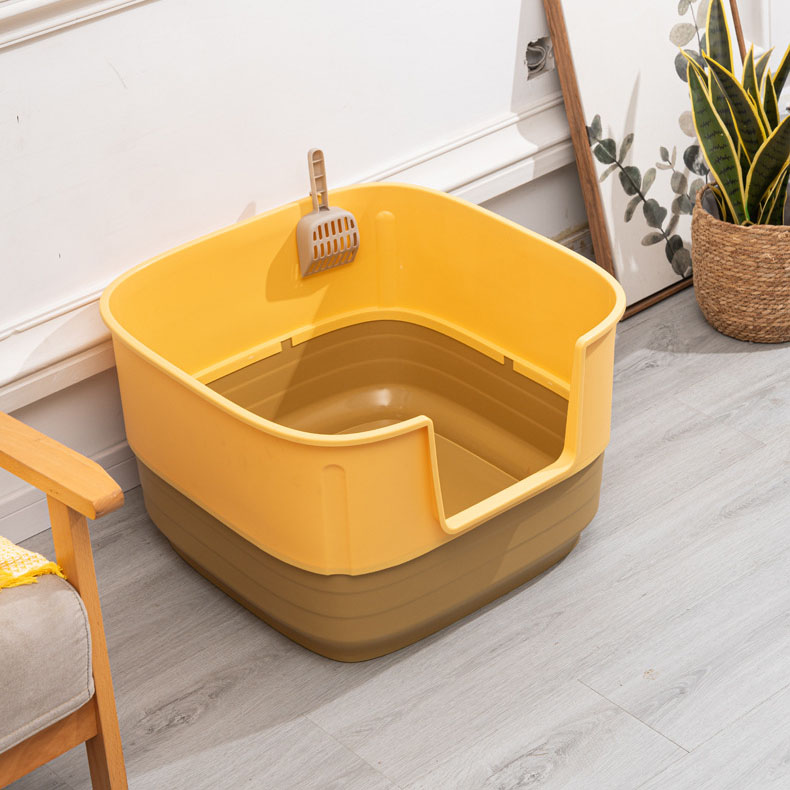 Caja de arena para gatos de plástico PP semi cerrado de alta calidad 