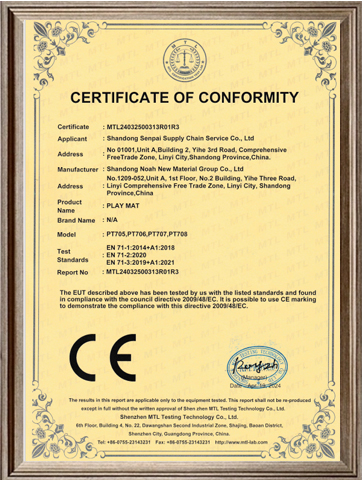 Certificados CE para Playpens para bebés