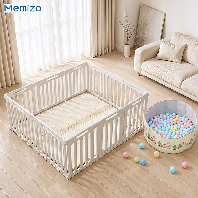 Parque infantil de lujo Memizo, valla de seguridad de plástico para interiores y exteriores para niños pequeños