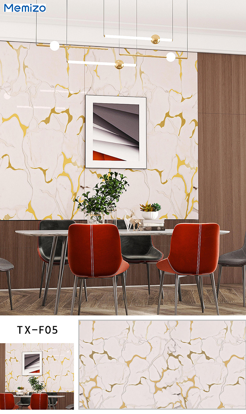 Azulejos inteligentes de mármol de imitación de la cocina Las pegatinas de la pared de la pared de la ducha se pueden enrollar y personalizar en tamaño y grosor