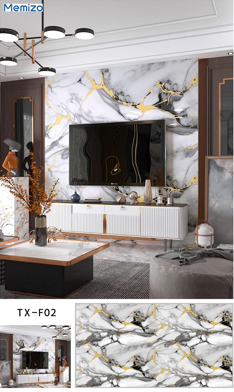 Azulejos inteligentes de mármol de imitación de la cocina Las pegatinas de la pared de la pared de la ducha se pueden enrollar y personalizar en tamaño y grosor